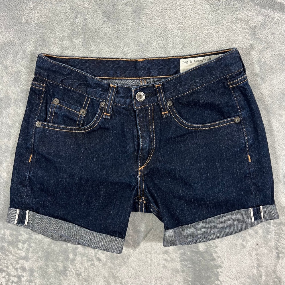 RAG & BONE Denim Shorts Womens 23 Blue Raw Selvage Cuffed W1915K079RAW Summer